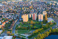 5 residential high-rise buildings in Taunusstraße at Taunusanlage in Bensheim in the state Hesse, Germany