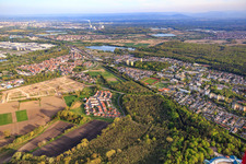 City view from the northwest in Wörth am Rhein in the state Rhineland-Palatinate, Germany
