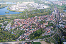 Town View of the streets and houses of the residential areas between state highway and Daimler factory in Woerth am Rhein in the state Rhineland-Palatinate, Germany