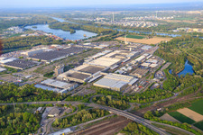 Aerial photograpy of Daimler Truck AG, Mercedes-Benz Wörth plant in Wörth am Rhein in the state Rhineland-Palatinate, Germany