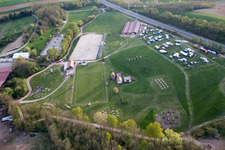 Neewiller-près-Lauterbourg in the state Bas-Rhin, France viewn from the air