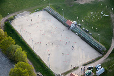 Aerial view of Neewiller-près-Lauterbourg in the state Bas-Rhin, France