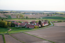 Aerial view of Frohnackerhof in Schleithal in the state Bas-Rhin, France