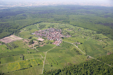 Aerial view of District Büchelberg in Wörth am Rhein in the state Rhineland-Palatinate, Germany