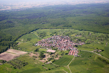 Oblique view of District Büchelberg in Wörth am Rhein in the state Rhineland-Palatinate, Germany