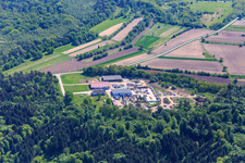 Aerial view of Palatinum landscape and garden design in Hagenbach in the state Rhineland-Palatinate, Germany