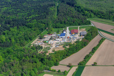 Palatinum landscape and garden design in Hagenbach in the state Rhineland-Palatinate, Germany from the plane