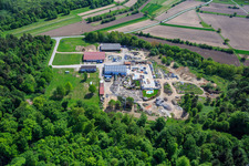 Palatinum landscape and garden design in Hagenbach in the state Rhineland-Palatinate, Germany seen from a drone