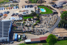 Palatinum landscape and garden design in Hagenbach in the state Rhineland-Palatinate, Germany from the plane