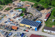 Palatinum landscape and garden design in Hagenbach in the state Rhineland-Palatinate, Germany viewn from the air