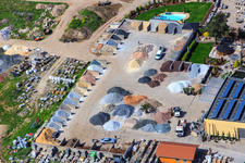 Drone image of Palatinum landscape and garden design in Hagenbach in the state Rhineland-Palatinate, Germany