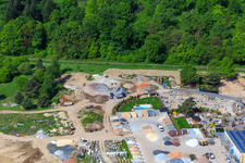 Palatinum landscape and garden design in Hagenbach in the state Rhineland-Palatinate, Germany from the plane