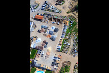 Palatinum landscape and garden design in Hagenbach in the state Rhineland-Palatinate, Germany from above