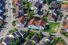 Drachenfelsstr in Hagenbach in the state Rhineland-Palatinate, Germany seen from above