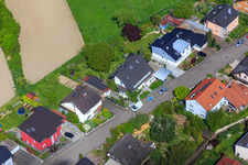 Konrad Adenauer Ring in Hagenbach in the state Rhineland-Palatinate, Germany seen from a drone