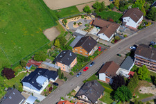 Aerial view of Konrad Adenauer Ring in Hagenbach in the state Rhineland-Palatinate, Germany