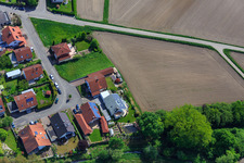 Aerial view of Ahornstr in Hagenbach in the state Rhineland-Palatinate, Germany