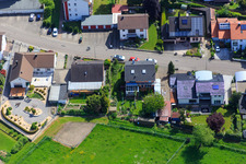 Konrad Adenauer Ring in Hagenbach in the state Rhineland-Palatinate, Germany seen from a drone
