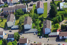 Aerial view of Konrad Adenauer Ring in Hagenbach in the state Rhineland-Palatinate, Germany