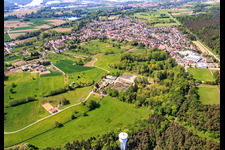 Aerial view of Bienwald-Baumschule GbR under the water tower in Berg in the state Rhineland-Palatinate, Germany