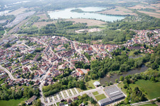 Lauterbourg in the state Bas-Rhin, France seen from a drone