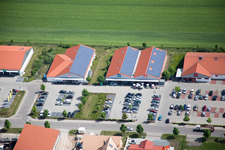 Shopping centers in the district Neulauterburg in Berg in the state Rhineland-Palatinate, Germany from above