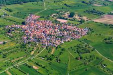 Overview of the town from the southwest in the district Büchelberg in Wörth am Rhein in the state Rhineland-Palatinate, Germany
