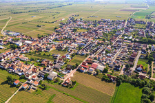 Aerial view of Village view from the southwest in Niederkirchen bei Deidesheim in the state Rhineland-Palatinate, Germany