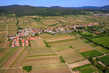 Aerial view of Overview of the town from the east in Forst an der Weinstraße in the state Rhineland-Palatinate, Germany