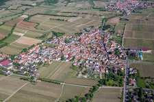 Village - view on the edge of agricultural fields and farmland in Ungstein in the state Rhineland-Palatinate, Germany