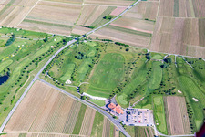 Golf course in Dackenheim in the state Rhineland-Palatinate, Germany from the drone perspective