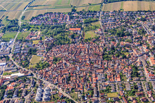 Aerial view of Overview of towns from the north in Freinsheim in the state Rhineland-Palatinate, Germany