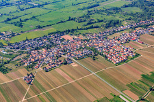 Overview of the town from the northeast in Erpolzheim in the state Rhineland-Palatinate, Germany