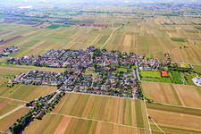 Village overview from the north in Friedelsheim in the state Rhineland-Palatinate, Germany