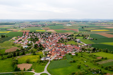 Aerial view of District Rieden in Hausen bei Würzburg in the state Bavaria, Germany