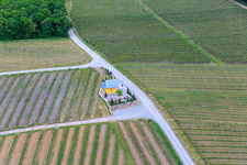 Aerial photograpy of Vineyard Chapel in Bergtheim in the state Bavaria, Germany