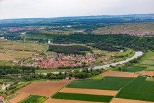 Wine town on the Main river in the district Fahr in Volkach in the state Bavaria, Germany