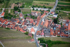 Aerial view of District Escherndorf in Volkach in the state Bavaria, Germany