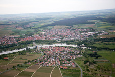 Oblique view of From the west in the district Astheim in Volkach in the state Bavaria, Germany