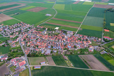 Aerial view of District Herlheim in Kolitzheim in the state Bavaria, Germany