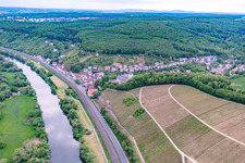 Aerial view of District Mainberg in Schonungen in the state Bavaria, Germany