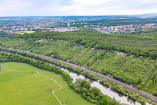 Aerial view of Mainleite and Bismarckhöhe in Schweinfurt in the state Bavaria, Germany