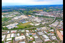 Industrial area Hafen West with SKF GmbH Plant 3, ZF Friedrichshafen Plant South and GKS in Schweinfurt in the state Bavaria, Germany