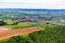 Aerial view of Village view from the south in Aidhausen in the state Bavaria, Germany