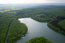Oblique view of Ellertshäuser See in the district Altenmünster in Stadtlauringen in the state Bavaria, Germany
