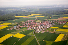Aerial view of From the north in the district Hesselbach in Üchtelhausen in the state Bavaria, Germany