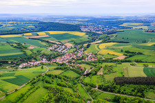 Village view from the north with Ulrich Martin Brewery in the district Hausen in Schonungen in the state Bavaria, Germany