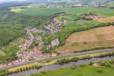 From the south in the district Mainberg in Schonungen in the state Bavaria, Germany
