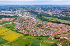 Aerial view of View from the east in Sennfeld in the state Bavaria, Germany