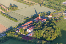 Aerial photograpy of Complex of buildings of the former monastery in Antonia-Werr-Centre in Kloster St. Ludwig in the state Bavaria, Germany